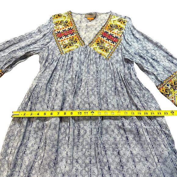Anthropologie Bhanuni by Jyoti Womens Linne Embroidered Beaded Blue Dress Medium - Picture 7 of 13